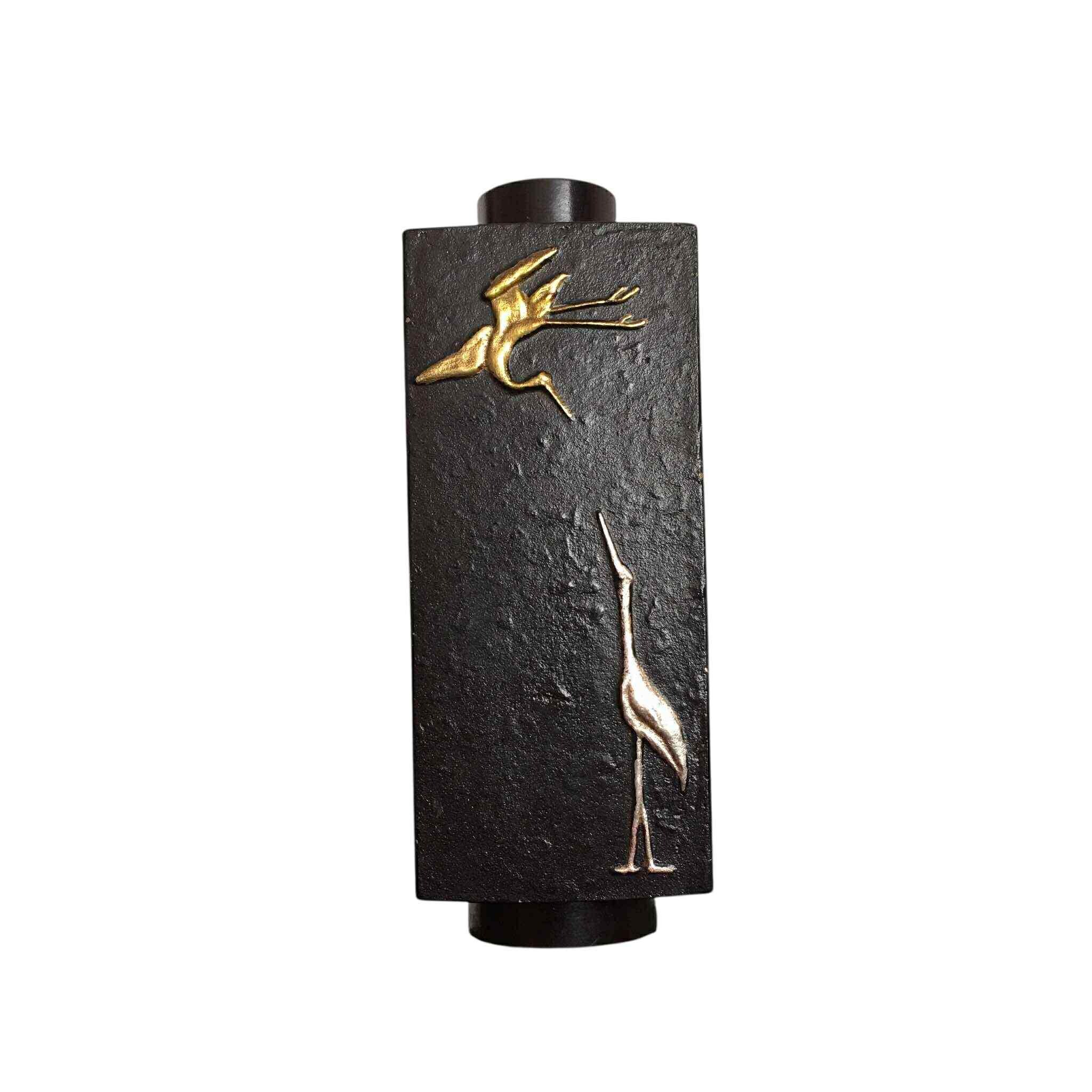 ヴィンテージインテリア 山本鳳山 鋳銅 高岡銅器 鶴亀文花瓶 - Etsy 日本