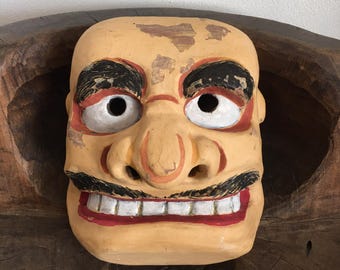 木彫りと漆塗りの能面「翁」 - Etsy 日本