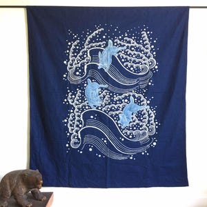 vintage Japanese Indigo Noren Curtain