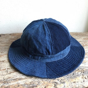 Indigo Patchwork Japan gammal naturlig tyghatt 53-56 cm