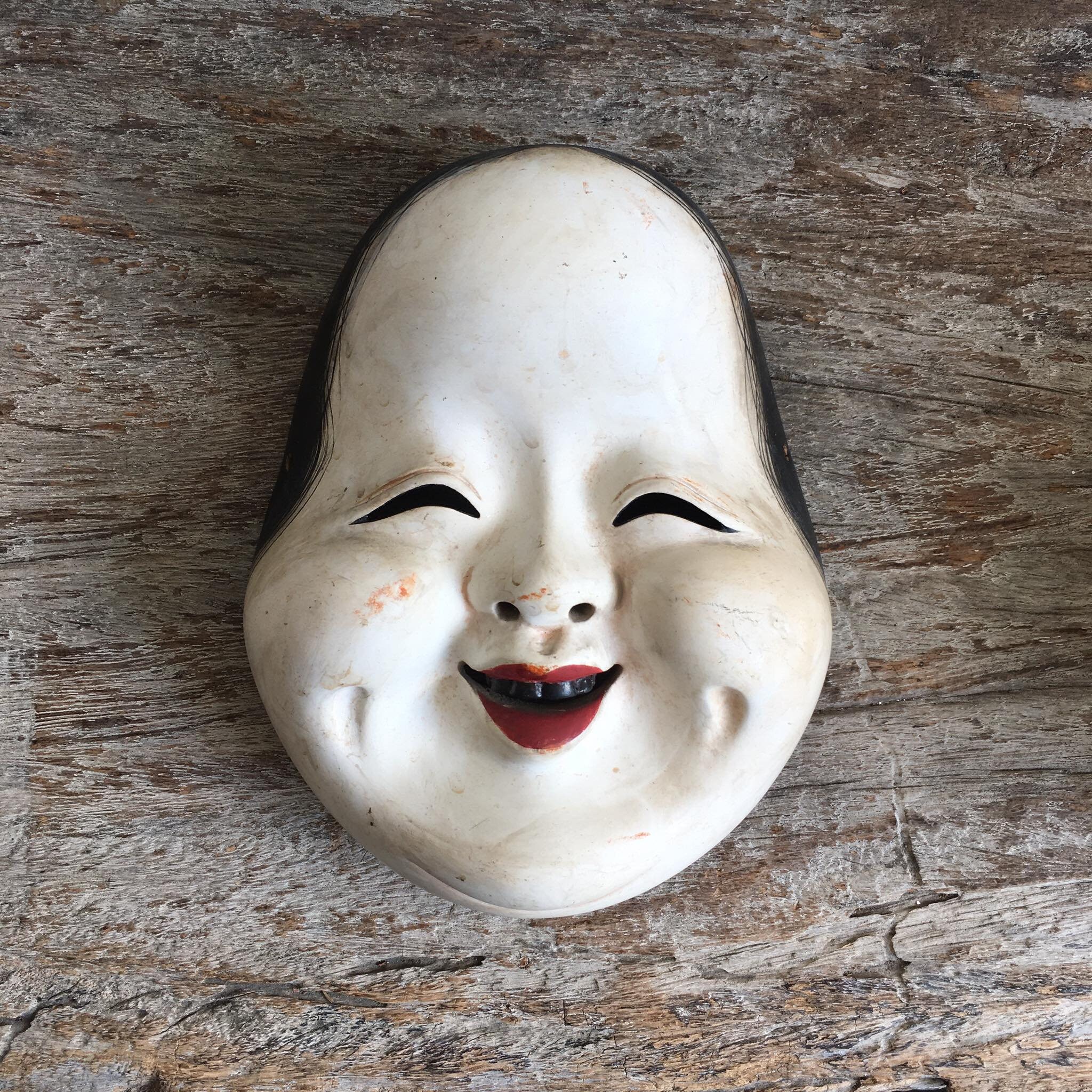 彫刻・オブジェ Wooden Noh Mask Mask Noh 彫刻・オブジェ Wooden