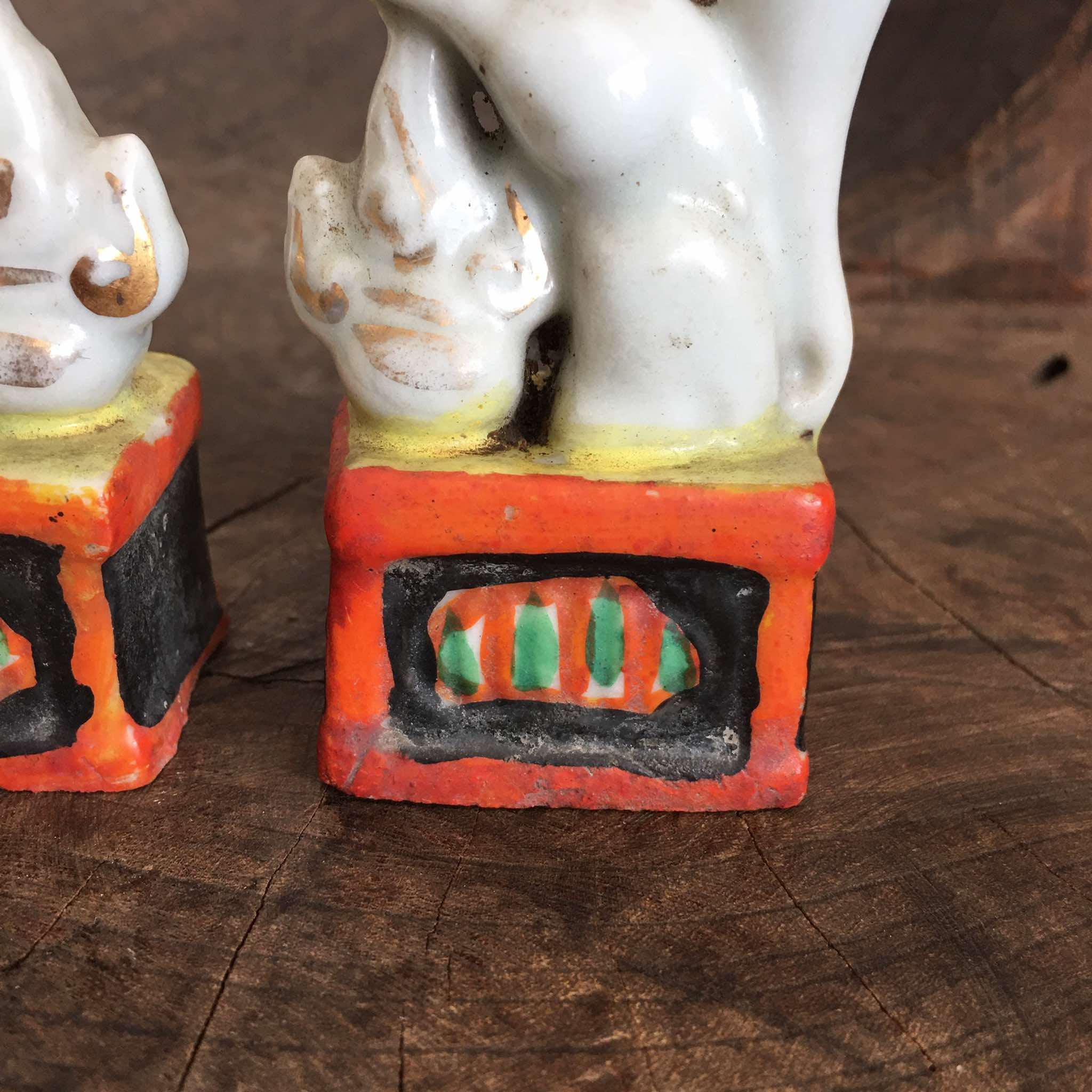 Japanese Antique Vintage Porcelain Kitsune / Fox Statues / Inari
