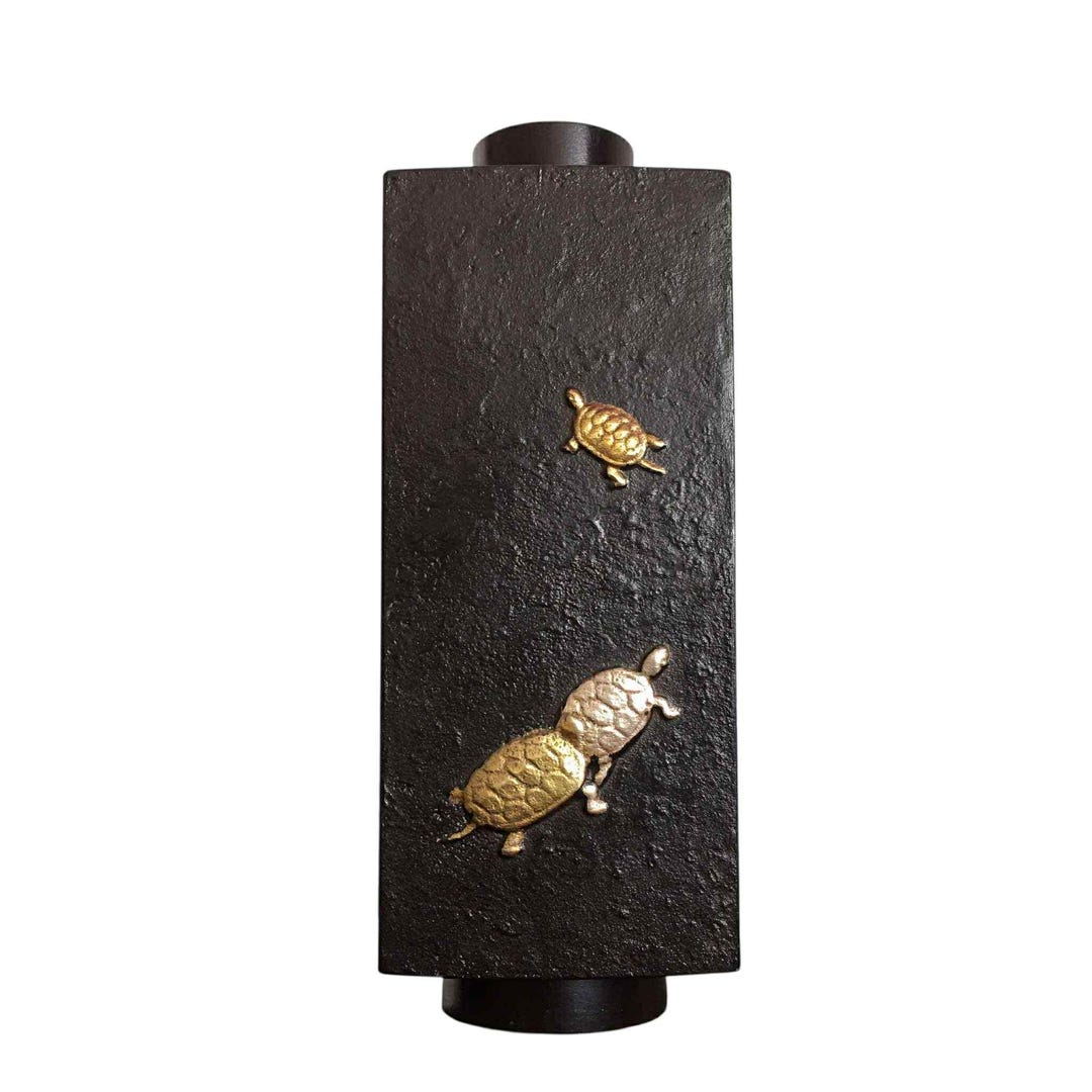 ヴィンテージインテリア 山本鳳山 鋳銅 高岡銅器 鶴亀文花瓶 - Etsy 日本