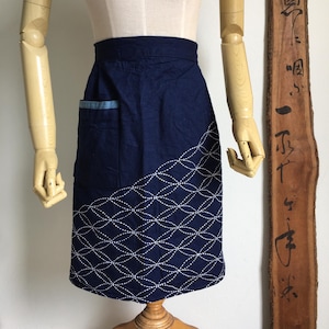 Vintage japanische Sashiko Indigo Schürze