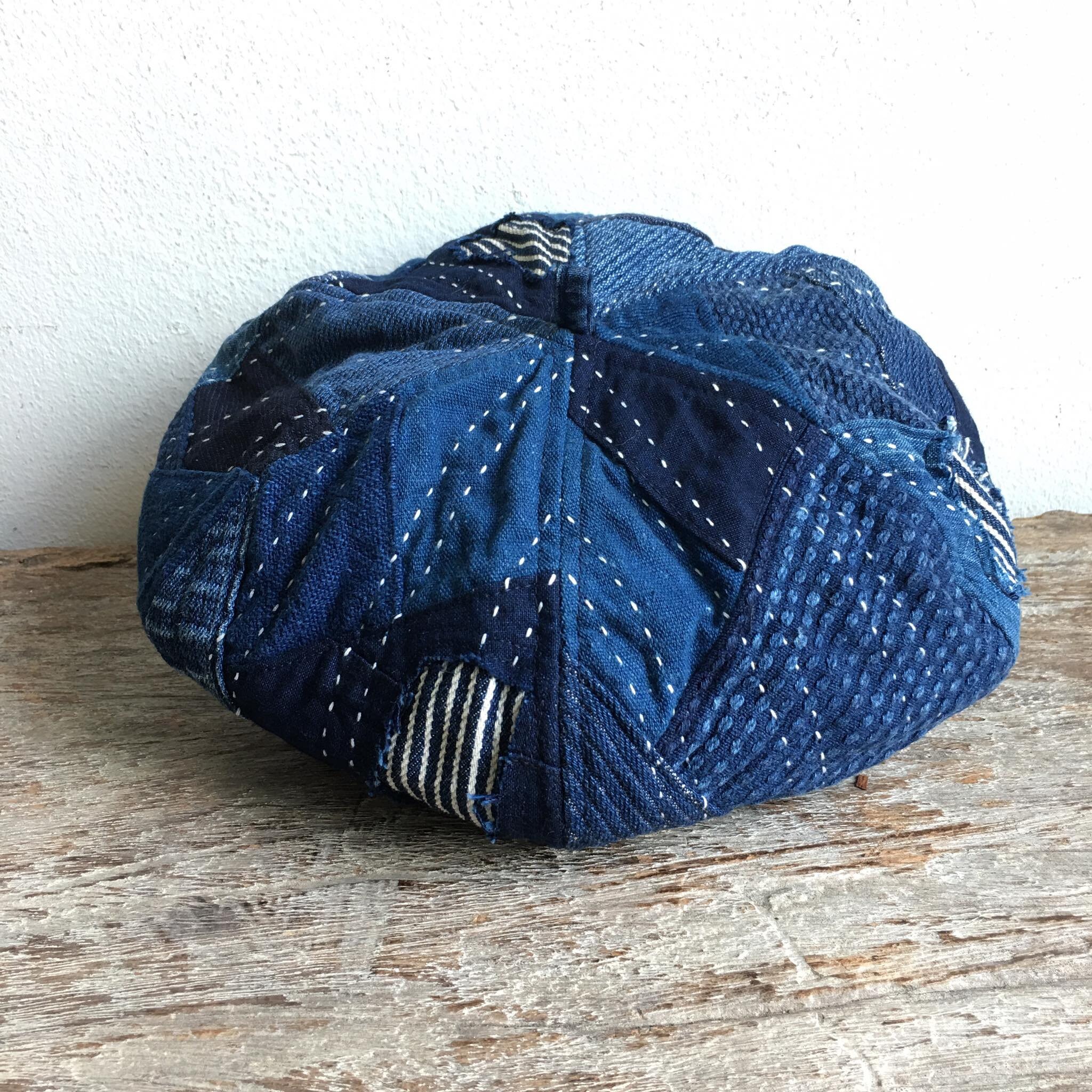 ✝️boro clothing ScrapQuilt Beret✝️ Sashiko Stitch Boro Patchwork Tattered Beret Cap - Etsy