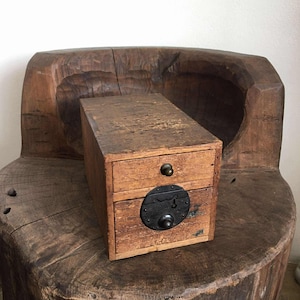 Antique Japanese Wooden Cash Box With 2 Drawers