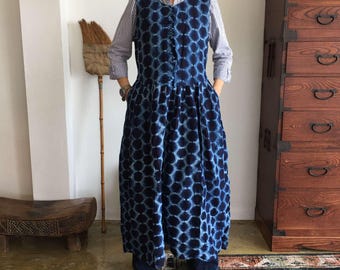 Vintage Japanese Shibori Indigo Dress