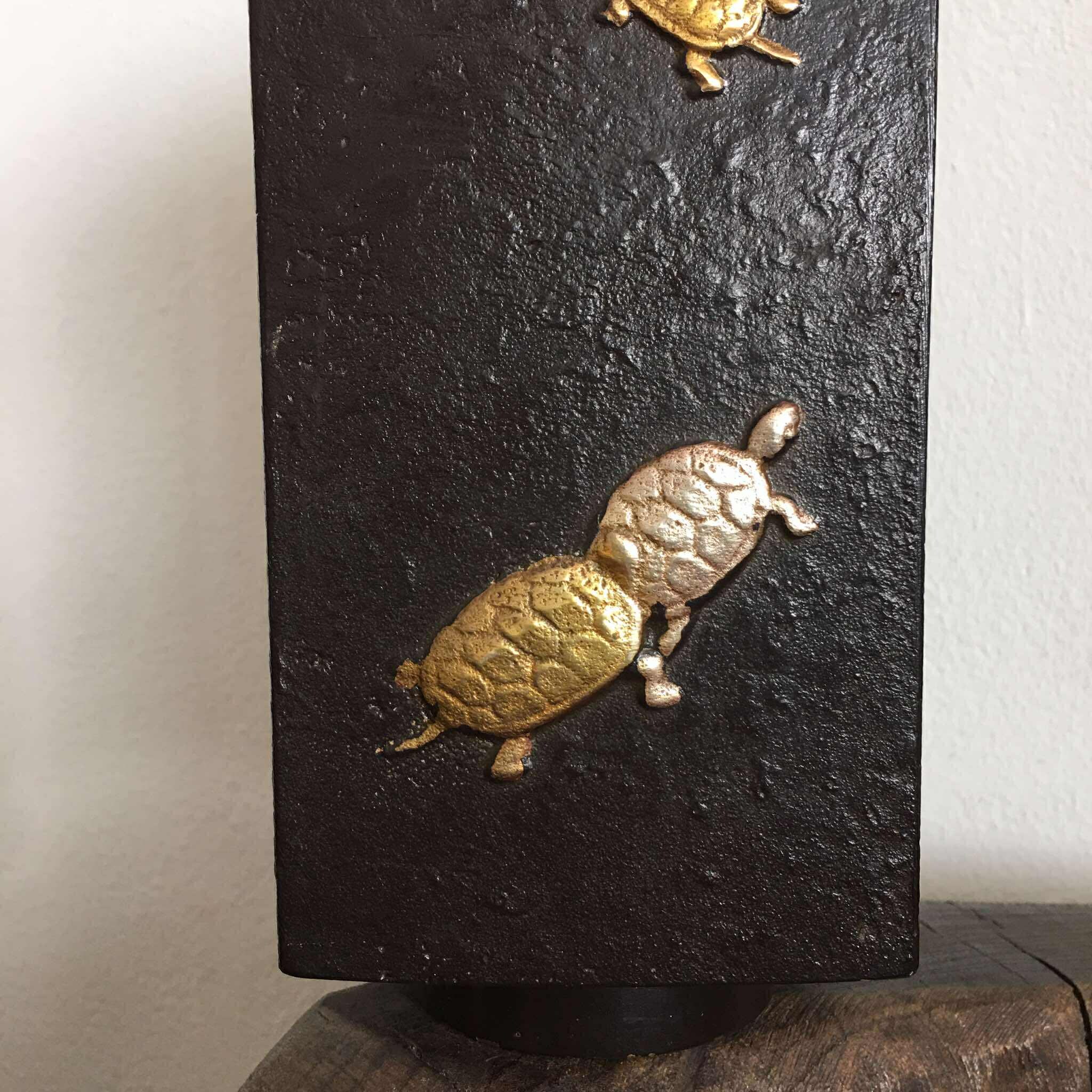 ヴィンテージインテリア 山本鳳山 鋳銅 高岡銅器 鶴亀文花瓶 - Etsy 日本