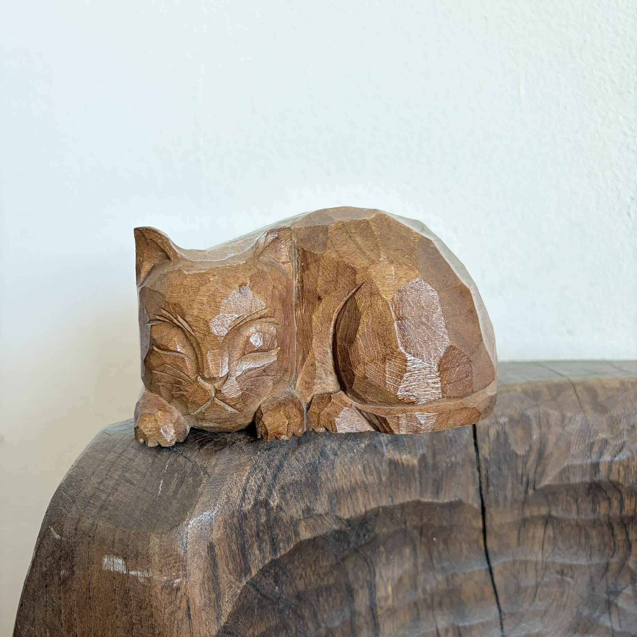 Vintage Japanese Cat Neko Kibori Wood Carving 1960s - Etsy