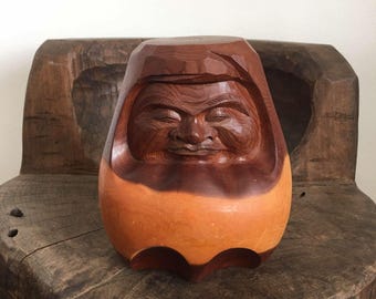 Auspicious Japanese Doll, Denim Daruma, Handmade by Japanese
