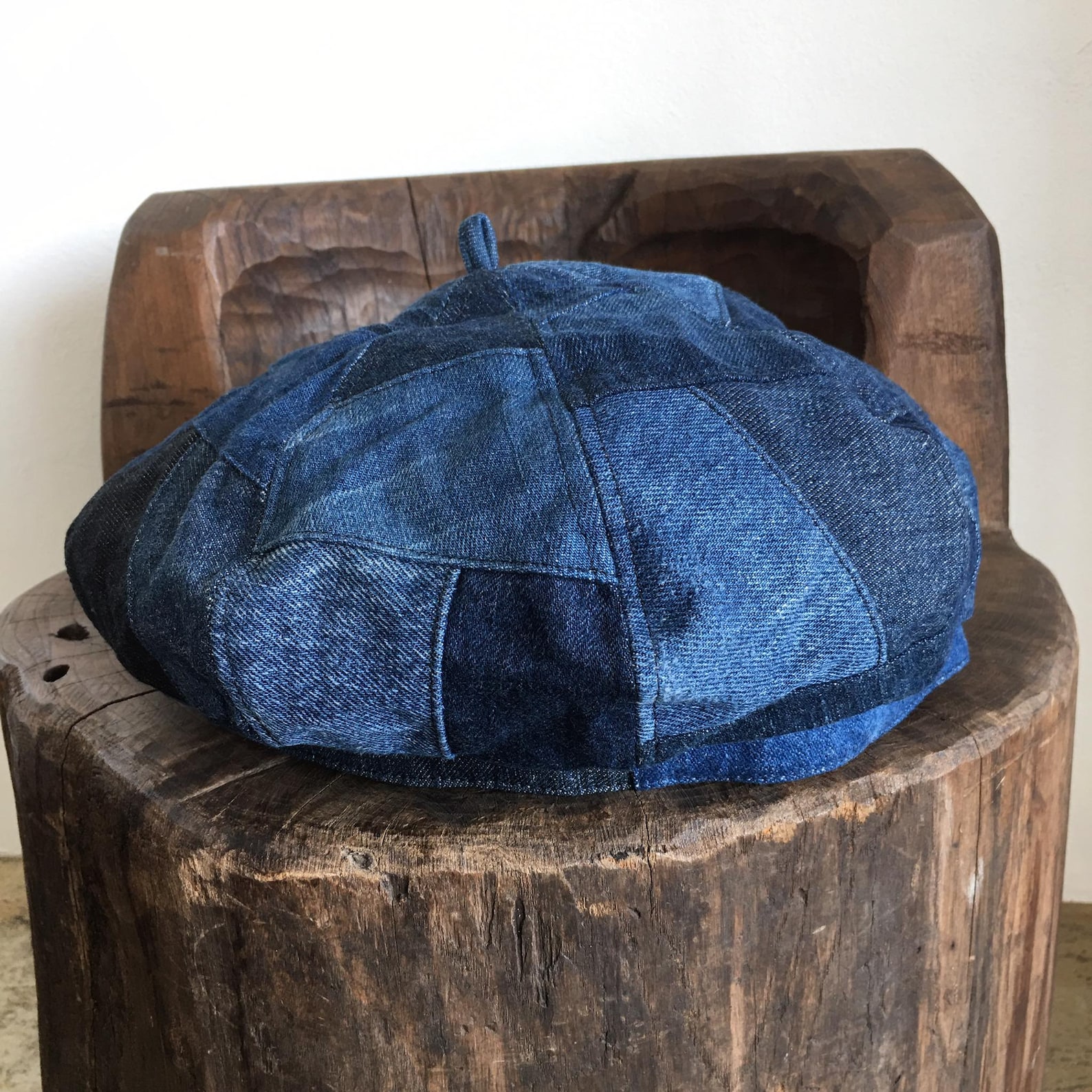 Remake Vintage Denim Patchwork Beret Hat - Etsy
