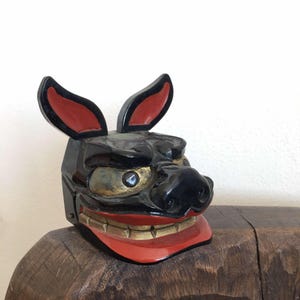ヴィンテージの獅子頭（獅子舞の頭、面、獅子の頭）木製アート