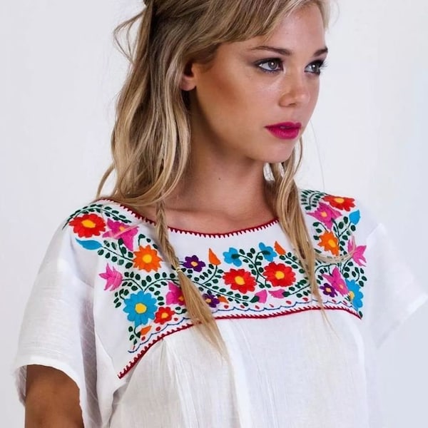 Traditional Handmade Embrodery Mexican Blouse