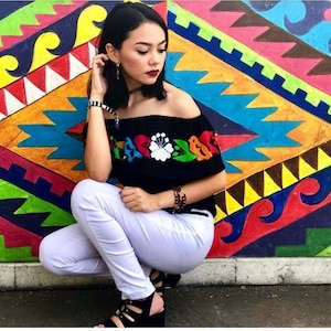 Jalapa de Diaz off-shoulders Mexicaanse blouse