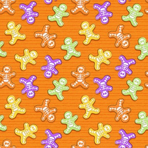 Orange Skeleton Bones from Glow Ghosts Collection - Glow in the Dark by Shelly Comisky for Henry Glass - Sold by the 1/2 yard-42/43&quot; width