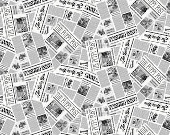 Newspaper Print from the Diva Pups Collection by Robert Giodano for Henry Glass - Price is per 1/2 yard