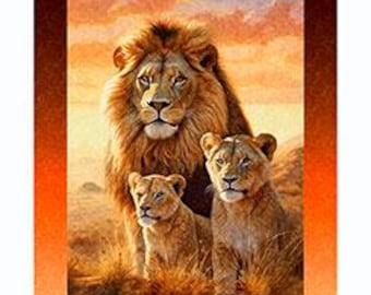 Roar of the Pride 2600-31214-A Lion Blocks Panel by Quilting Roar of the Pride 2600-31214-A Lion Blocks Panel by Quilting