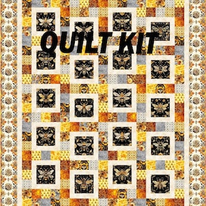 Quilt Kit - Recast All the Buzz Quilt Kit with QT Fabrics  - Fabric for top and binding with pattern - 64.5&quot; x 79.5&quot;