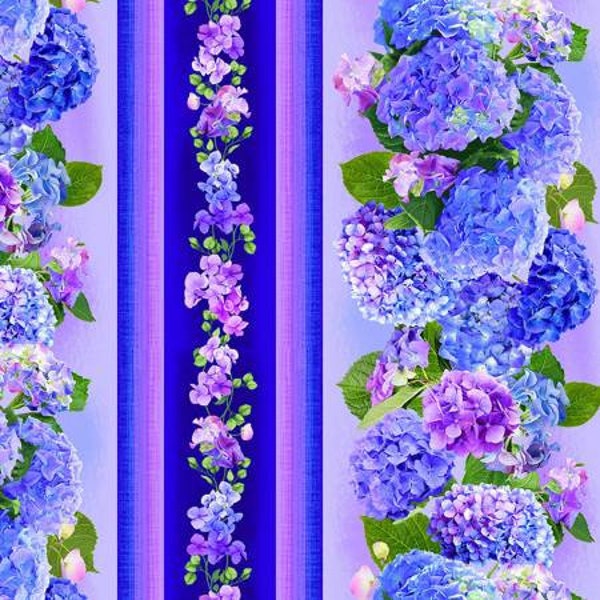 Border Stripe from the Hydrangea Bliss Collection by Chong-A Hwang for Timeless Treasures - Sold in 1/2 yard increments - 44/45" width