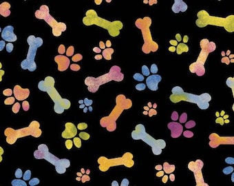 Paw & Bones from the Bow Wow Meow Collection by Freckle + Lollie - Sold by the 1/2 yard  - 44/45" width