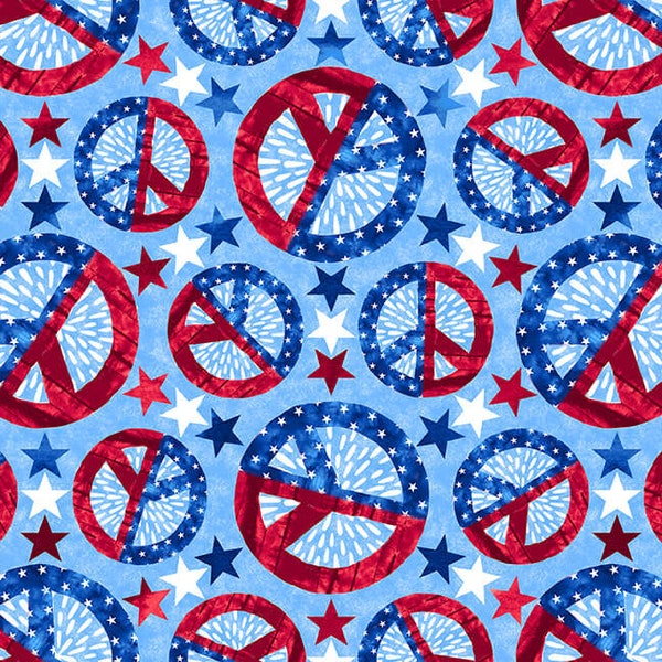 Peace Signs from the One Land, One Flag Collection by Blank Quilting - Sold in 1/2 yard increments - 43/45" width