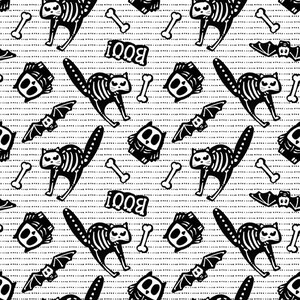 Tossed Bones Motifs from Glow Ghosts Collection - Glow in the Dark by Shelly Comisky for Henry Glass - Sold by the 1/2 yard-42/43" width