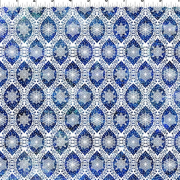 Snowflake Ogee - Blue from the Nature's Winter Collection by Jason Yenter for In The Beginning Fabrics - Sold by the  1/2 yd - 6NW 2