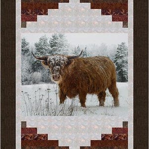 PDF QUILT PATTERN - Ladders - Hoffman Highland Cow Quilt Pattern by Kari Nichols for Quilting Renditions - 55.5" x up to 79.5"