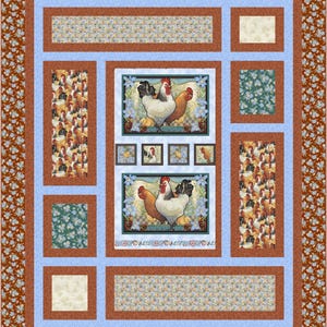 PDF QUILT MUSTER - Kritzelei - Country Roosters Quilt Anleitung von Kari Nichols für Quilten Renditions - 188 cm x 222 cm