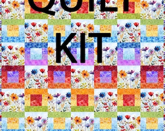 Quilt Kit - Day Blooming Day and Night Strip Quilt Kit by In The Beginning Fabrics-Fabric for top and binding with pattern 56.5" x 64.5"