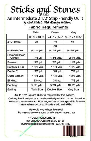 Quilt PATTERN - Sticks and Stones Quilt Pattern by Quilting Renditions ...