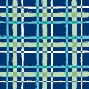 Navy Plaid from the Forest Friends Collection by Audrey Jeanne Roberts for 3 Wishes fabric - Sold in 1/2 yard increments - 43/45&quot; width