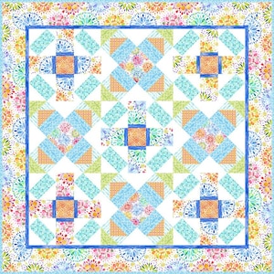 Quilt PATTERN - Summer Fresh Quilt Pattern -  In The Beginning Fabrics - 60 1/2&quot; x 60 1/2&quot; with Optional Border 76 1/2&quot; x 76 1/2&quot;