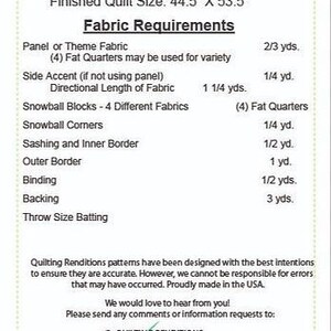 K&ouml;nnte beinhalten: Ein gedrucktes Papiermuster f&uuml;r einen Patchwork-Quilt, betitelt "Postcards" von Kari Nichols. Die fertige Quiltgr&ouml;&szlig;e betr&auml;gt 113 cm x 136 cm. Stoffanforderungen sind aufgef&uuml;hrt, einschlie&szlig;lich Stoff f&uuml;r das Panel, Fat Quarters und R&uuml;ckseite.