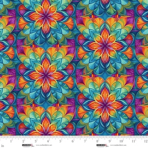 Multi Geometric Flowers (8694-75) from the Flower Fusion Collection by Studio E - Priced by the 1/2 yard - Fabric NOT cut before sold