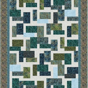 Può includere: Uno sfondo bianco con un motivo geometrico di quadrati e rettangoli blu, verdi e bianchi.