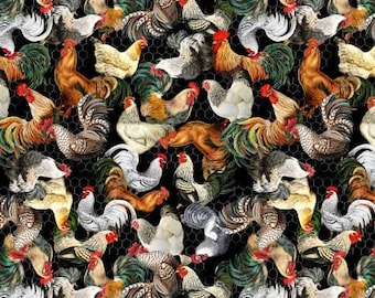 Poultry in Motion from the Early to Rise Collection by Michael Miller Fabrics - Priced by the 1/2 yard