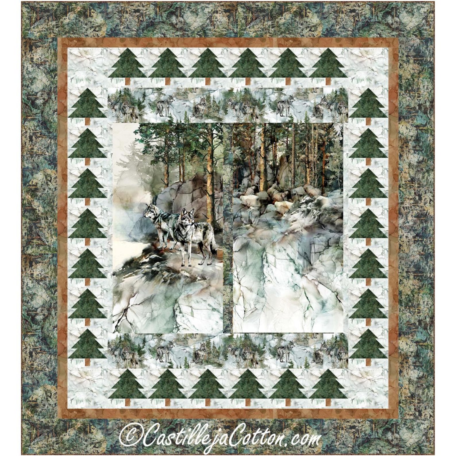 Quilt PATTERN - Lone Wolves Queen Pattern by Castilleja Cotton - 82