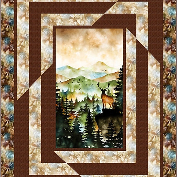PDF QUILT PATTERN - Reversal Call of the Wild Pattern by Kari Nichols for Quilting Renditions - Sizes 58.5 x 76.5, 64.5 x 76.5 & 70.5 x 76.5