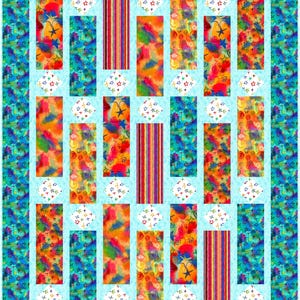 PDF QUILT PATTERN - Punctuation - Delightful Dreams Pattern by Kari Nichols for Quilting Renditions - Lap, Throw/Twin, Queen & King sizes