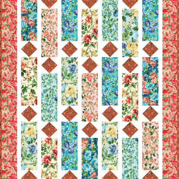 Quilt PATTERN - Punctuation - Decadent Garden Pattern by Kari Nichols for Quilting Renditions - Lap, Throw/Twin, Queen and King sizes