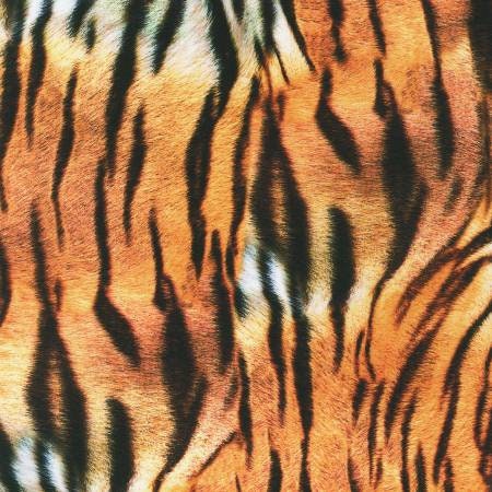 Tiger Digital Print from Animal Kingdom collection by Robert Kaufman - Sold  in 1/2 yard increments - 43/45 width
