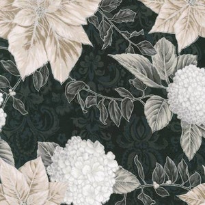 Shadow Snow Flowers with Silver Metallic from the Holiday Flourish Collection by Robert Kaufman-Priced by the 1/2 yard