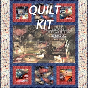 Quilt Kit - Bayside - Freedom Ring Quilt Kit-Hoffman Fabric for top & binding included with pattern by Quilting Renditions - 55.5" x 67.5"