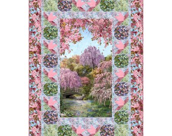 PDF QUILT PATTERN - Sakura Water Lilies Quilt Pattern by Castilleja Cotton - 48" x 72"