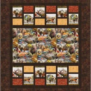 Quilt PATTERN - Hopscotch-Nature Woven Pattern by Kari Nichols for Quilting Renditions - 56.5&quot; x up to 72.5&quot; - A beginner Pieced Panel Quilt
