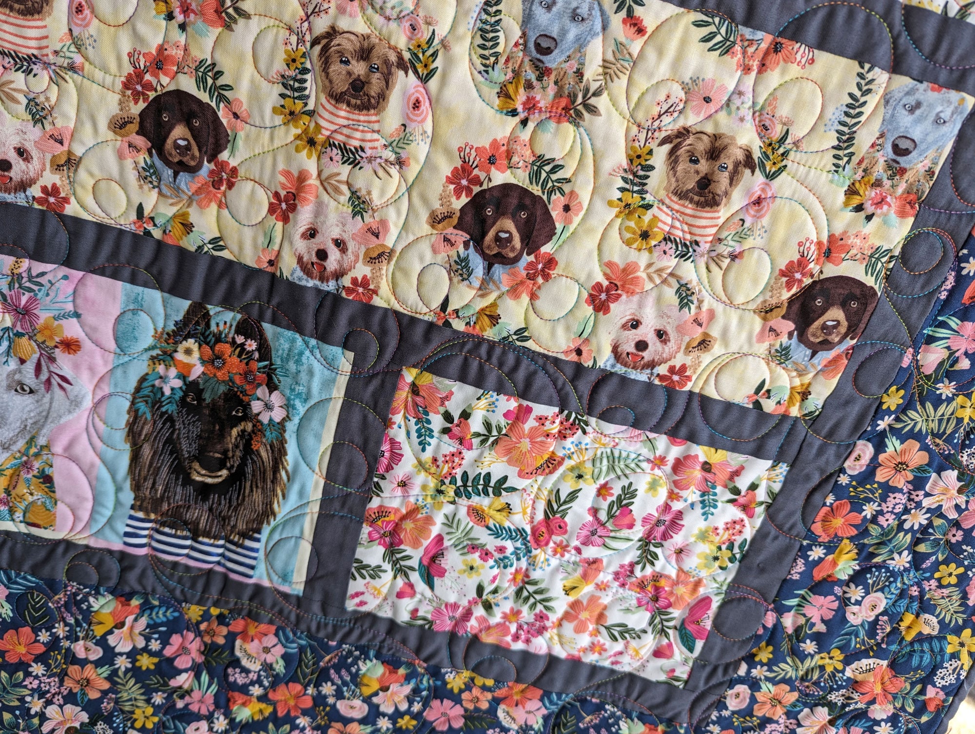 Bridges Floral Dogs Quilt - 59" X 78" - Etsy