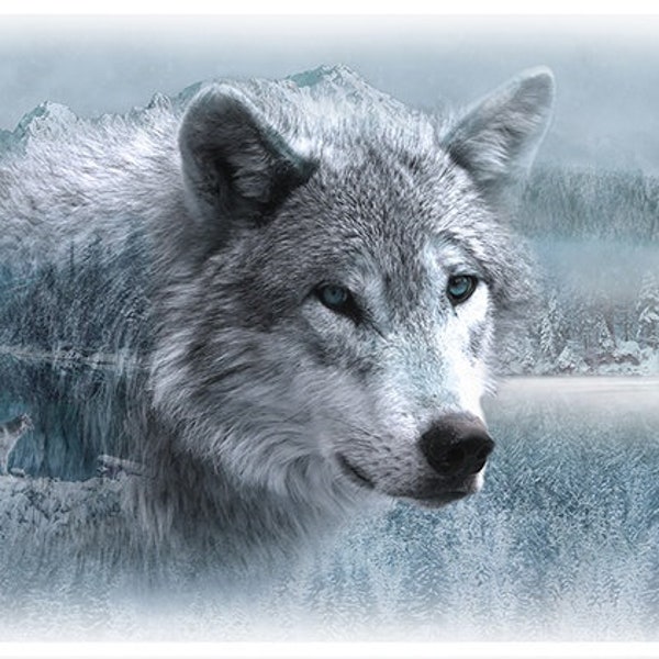 Frost Wolf Panel - Call of the Wild by Hoffman - Sold in 30" x 44" Sections
