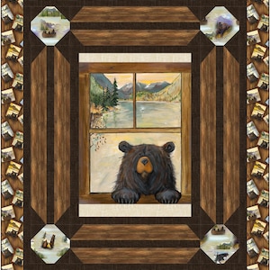 Quilt PATTERN - Sliders Hoffman Vacation in Bear Country by Kari Nichols for Quilting Renditions - Width 60" -77" and Length from 77"-87"