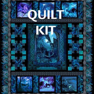Quilt Kit - Blue Dragons by Jason Yenter for In The Beginning -  Fabric for top and binding - 76 1/2" x 92 1/2"